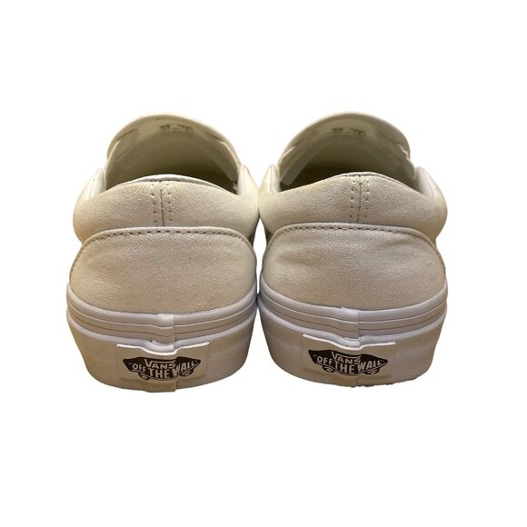 Vans Unisex White Canvas Low Top Slip-On Flat Sneakers Size W7/M5.5 - Picture 7 of 9